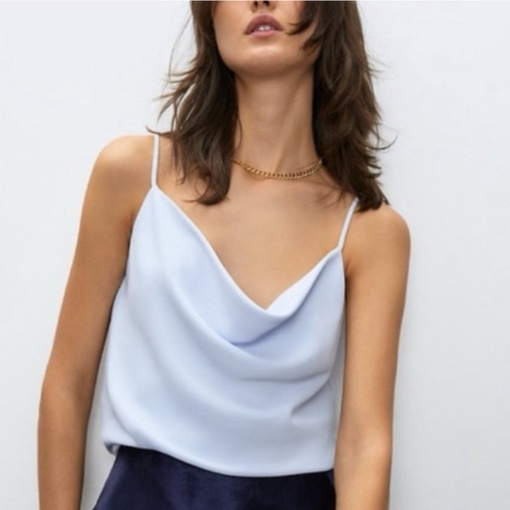 Babaton Light Blue Periwinkle Cowlneck Camisole Top | S